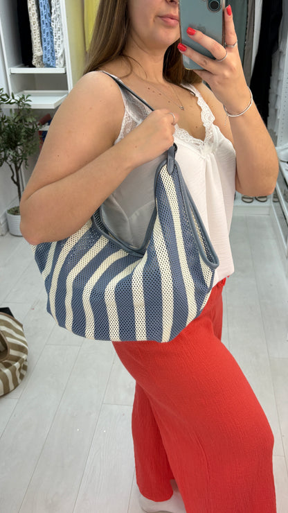 Felicity Striped Slouchy Shoulder Bag