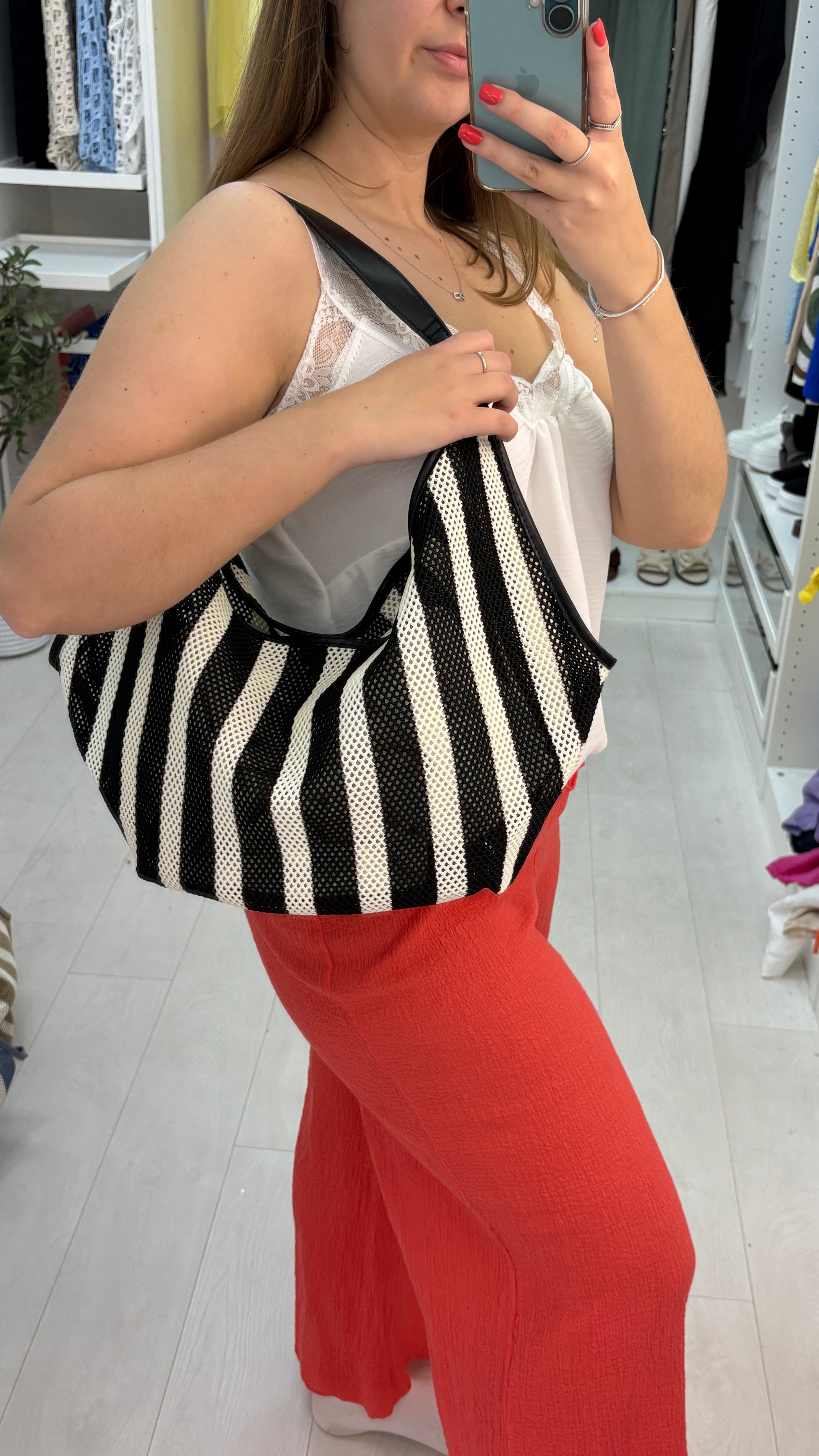 Felicity Striped Slouchy Shoulder Bag