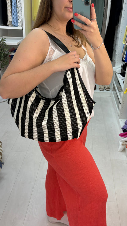 Felicity Striped Slouchy Shoulder Bag