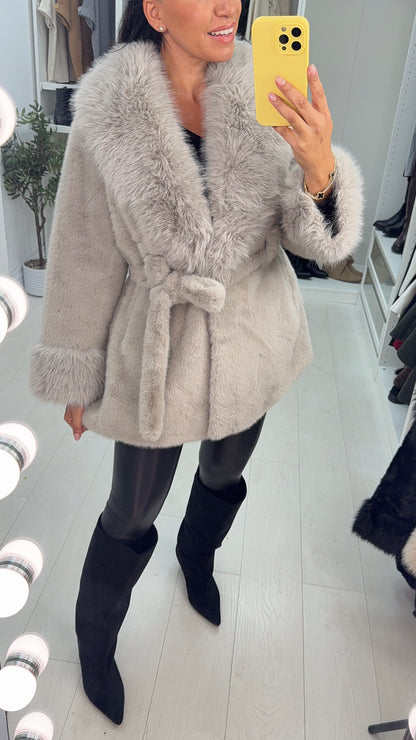 Manuela Faux Fur Belted Coat