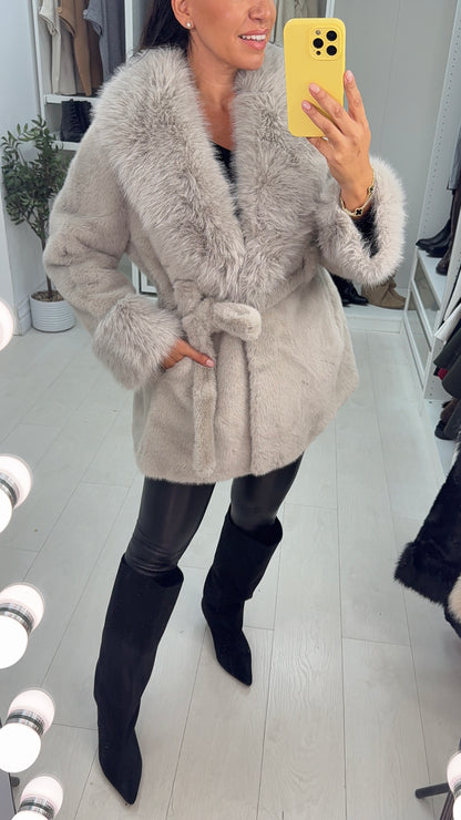 Manuela Faux Fur Belted Coat