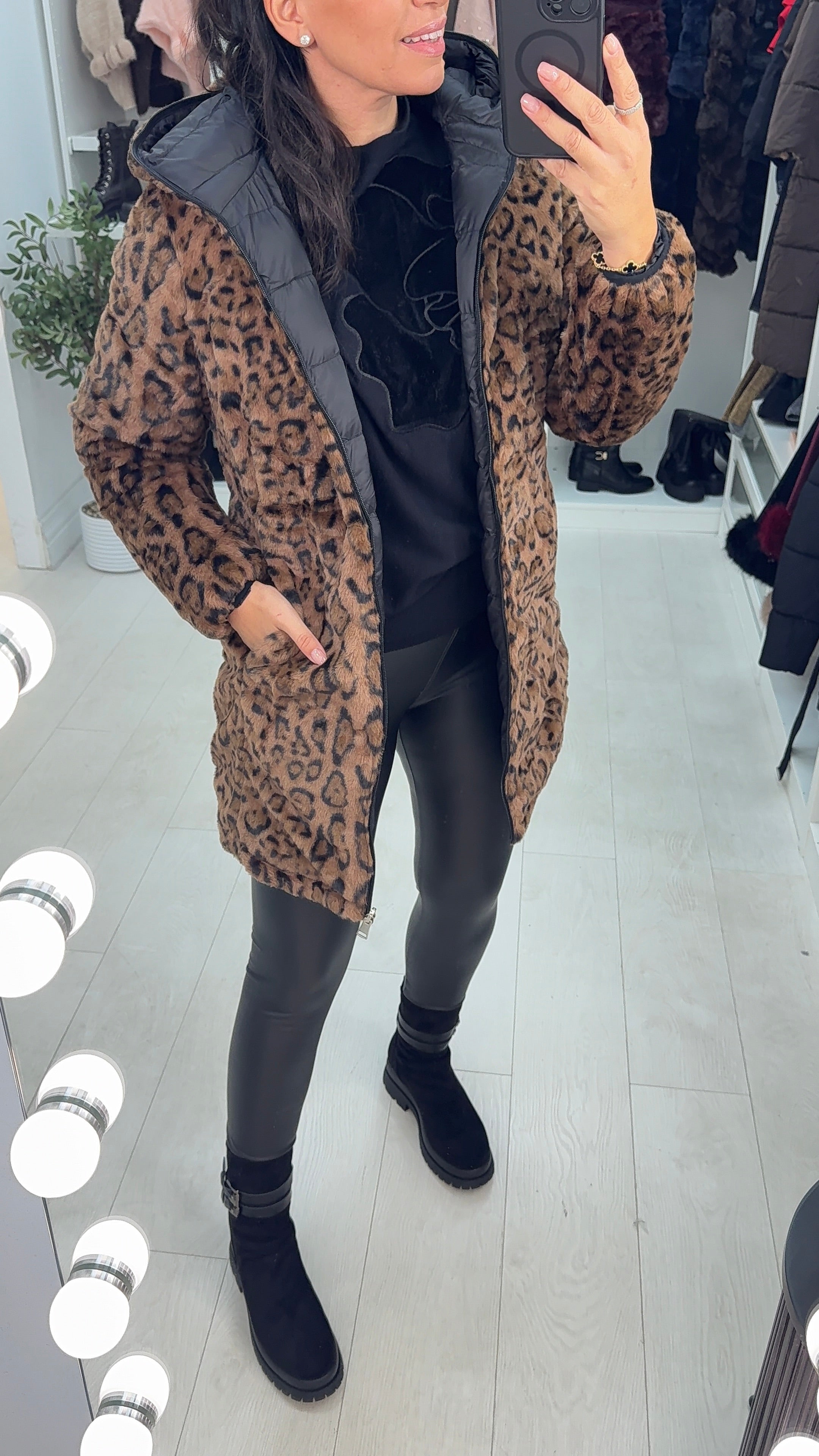 Alyson Reversible Cheetah Print Coat