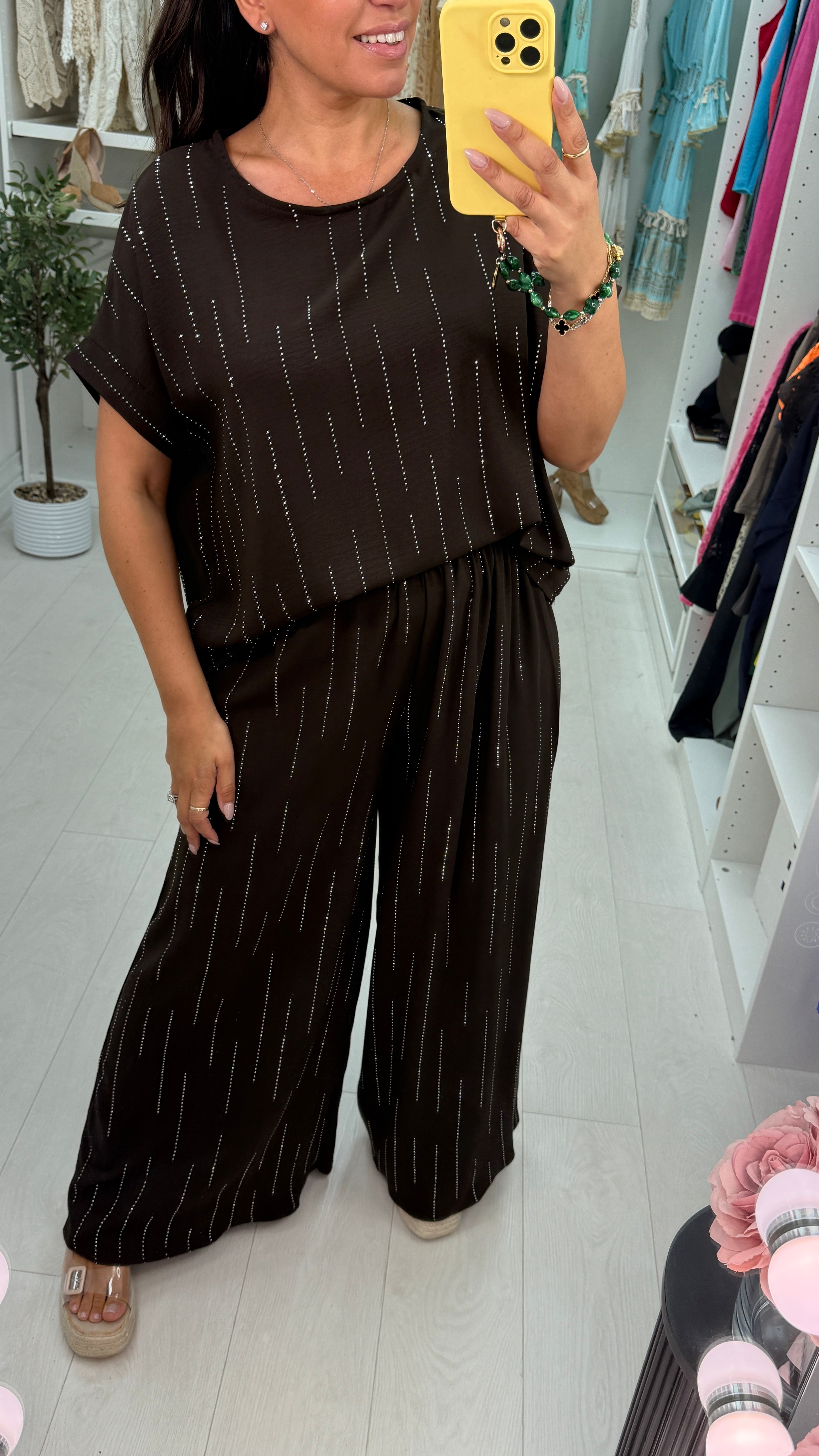 Rosario Diamante Detailed Short Sleeve Co-Ord Set