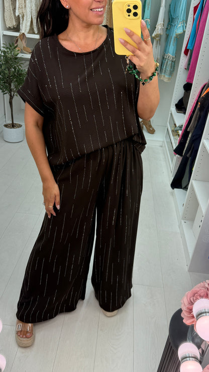 Rosario Diamante Detailed Short Sleeve Co-Ord Set