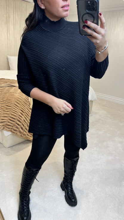 Mais Asymmetric Cable Knit Detail Jumper