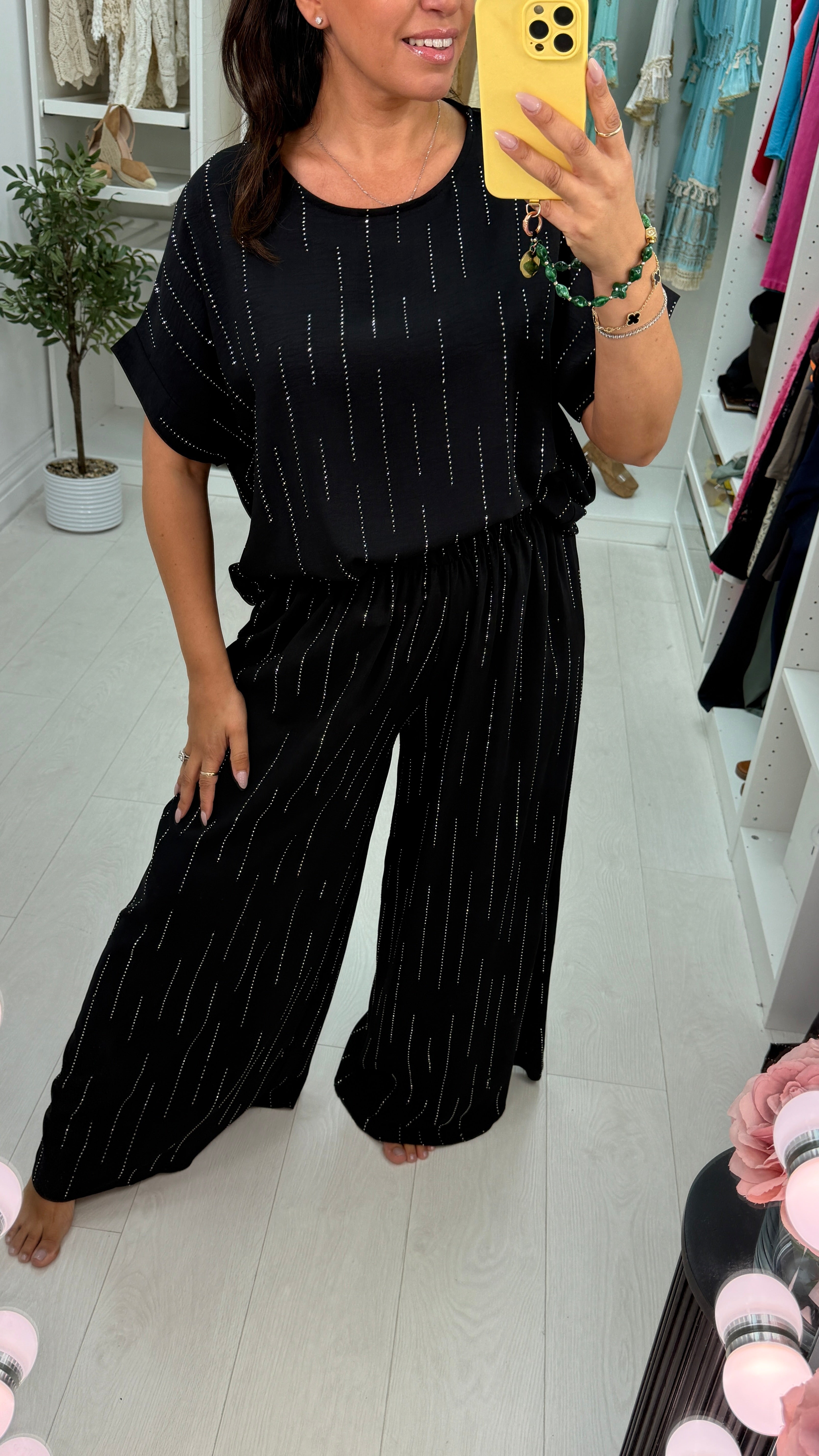 Rosario Diamante Detailed Short Sleeve Co-Ord Set