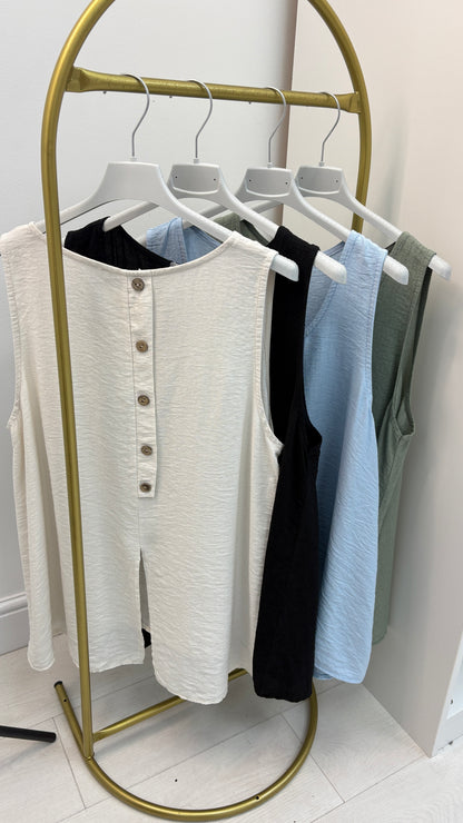 Harlow Plain Button Back Loose Fit Top