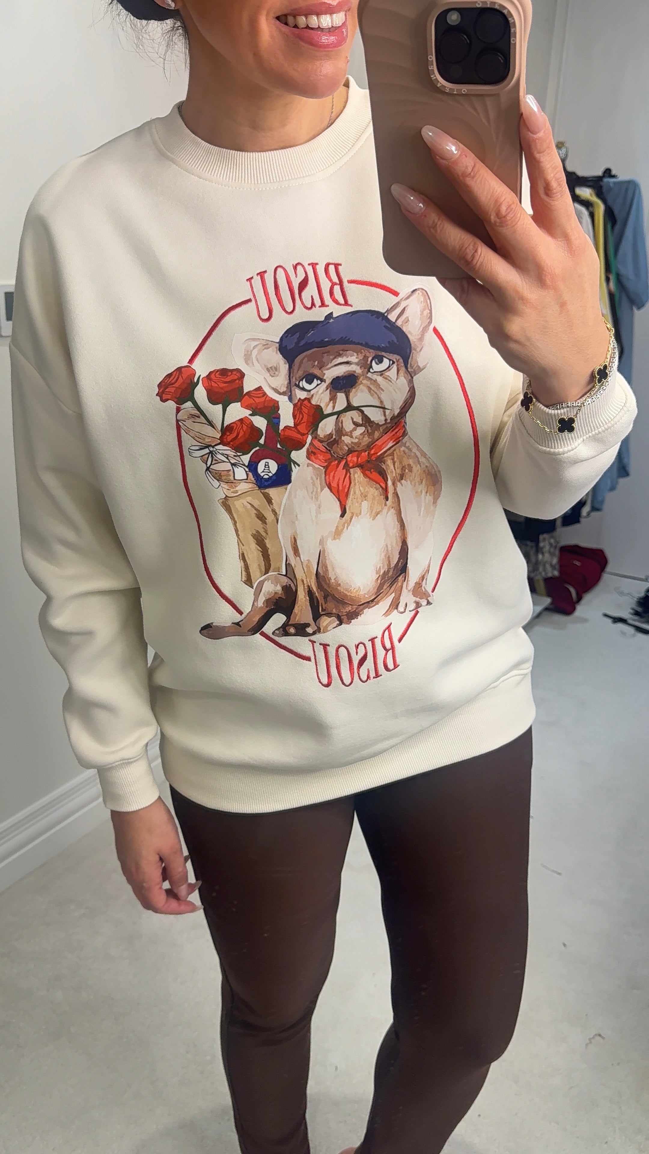 Sarena 'Bisou' Slogan Loose Fit Sweatshirt