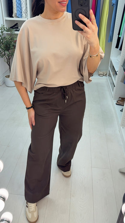 June Plain Elasticated Waist Straight Leg Trousers