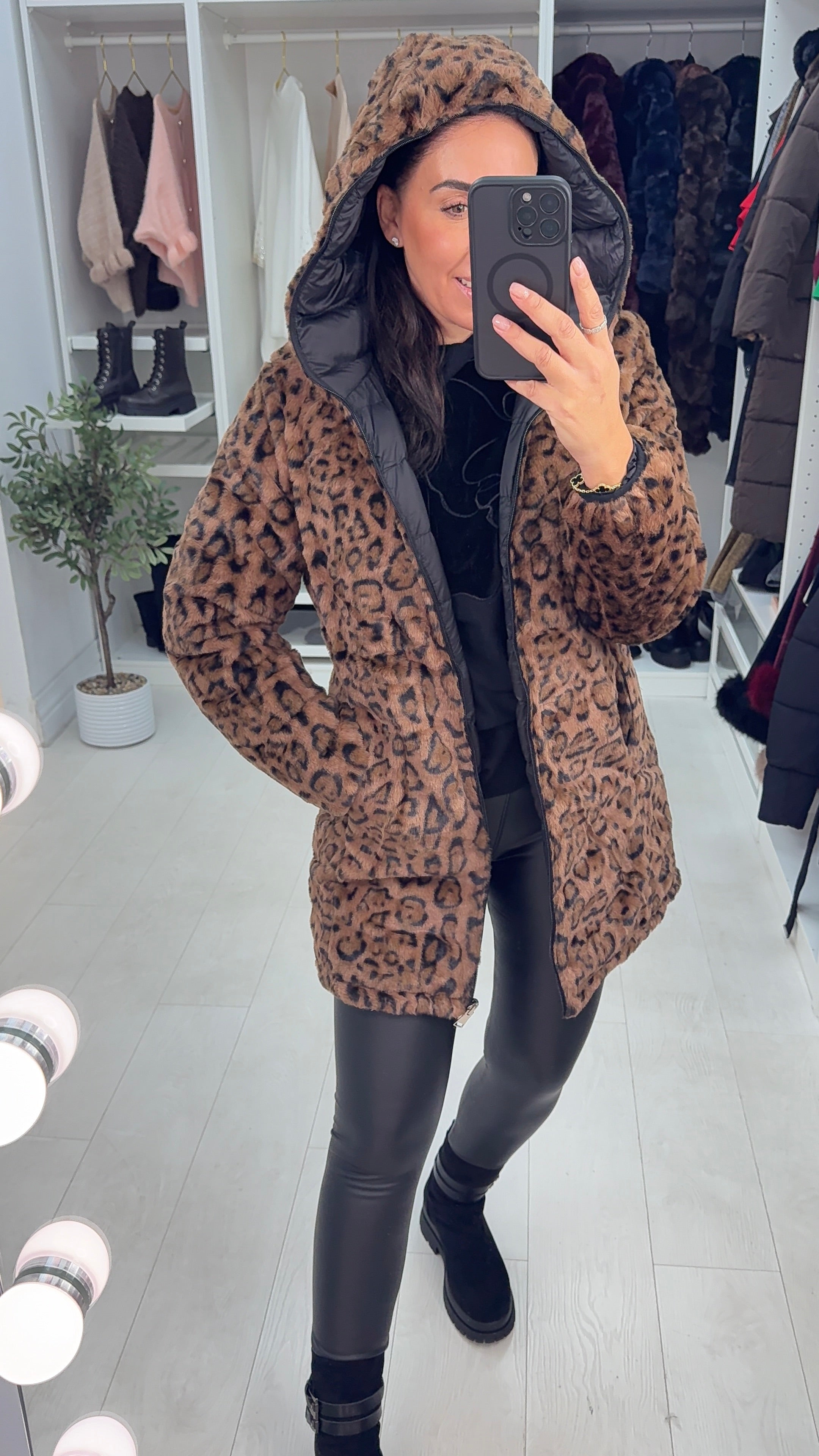 Alyson Reversible Cheetah Print Coat