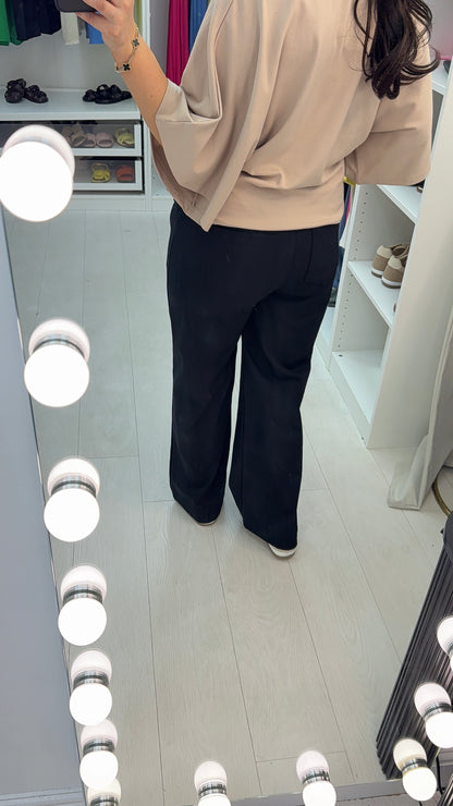 June Plain Elasticated Waist Straight Leg Trousers