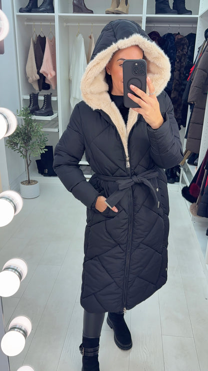 Nalani Faux Fur Hooded Longline Coat