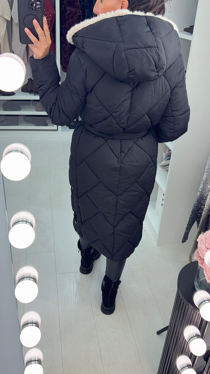 Nalani Faux Fur Hooded Longline Coat