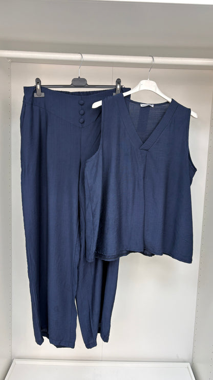 Doria Plain V Neck Sleeveless Co-Ord Set