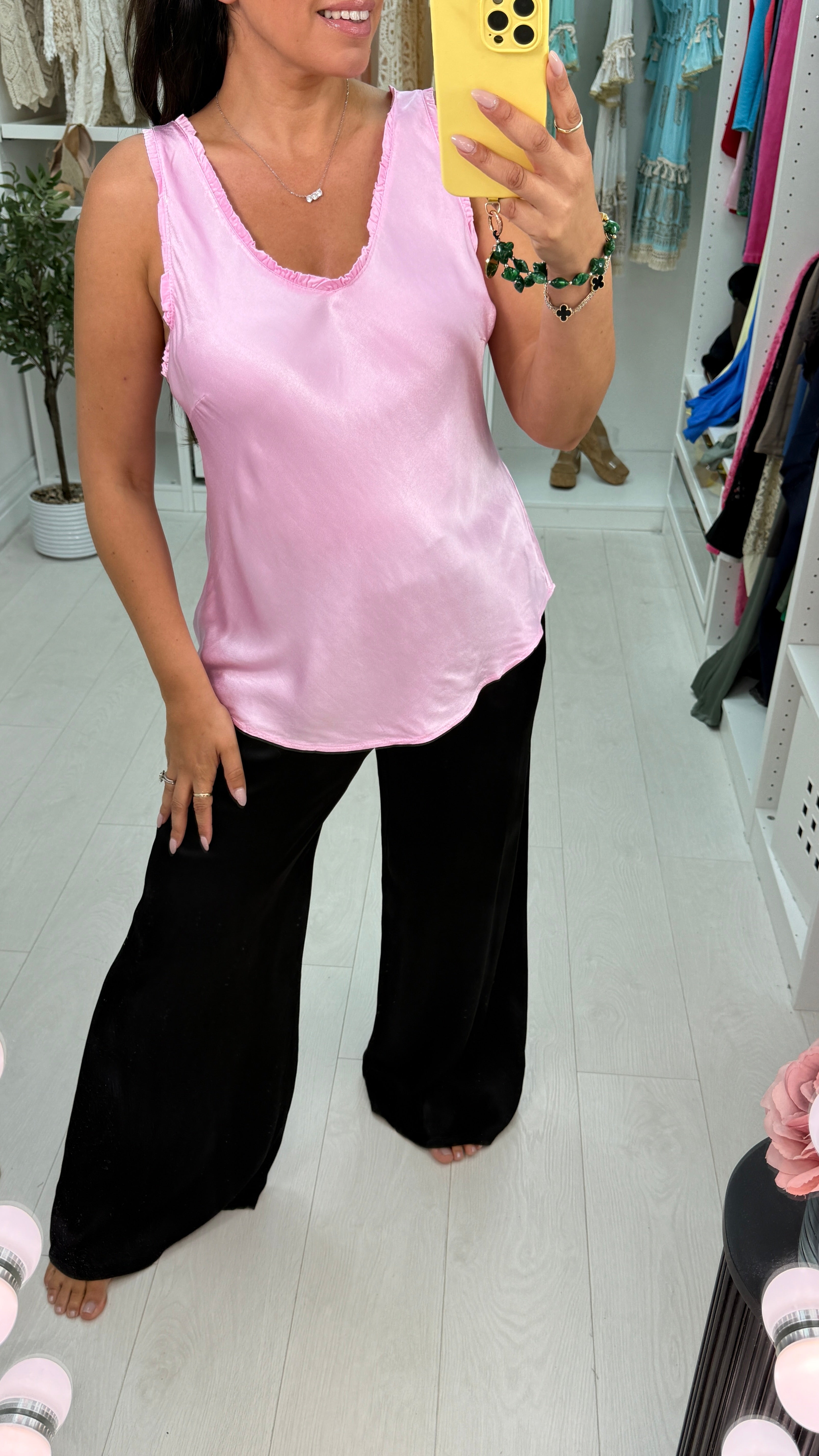 Pippa Frill V Neck Satin Top