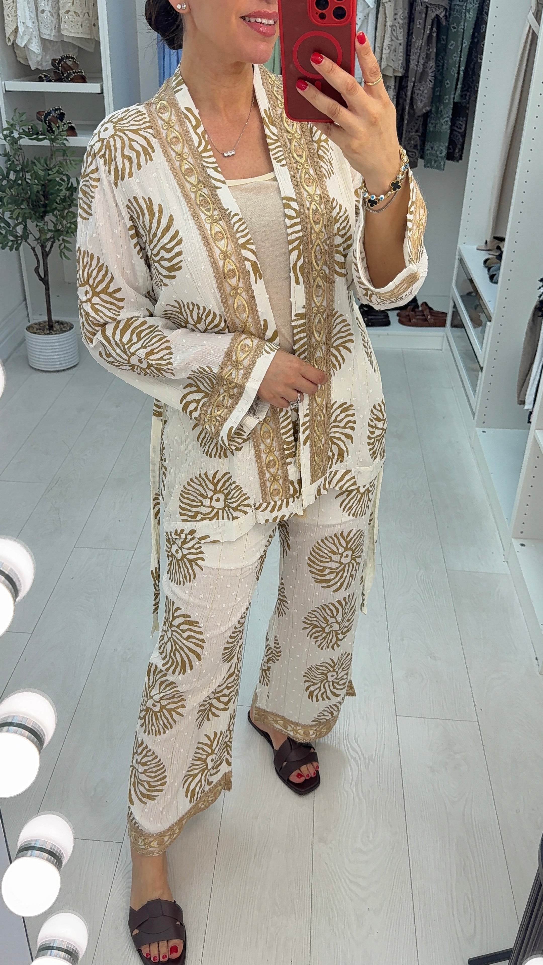 Dove Leaf Print Boho Co-Ord Set