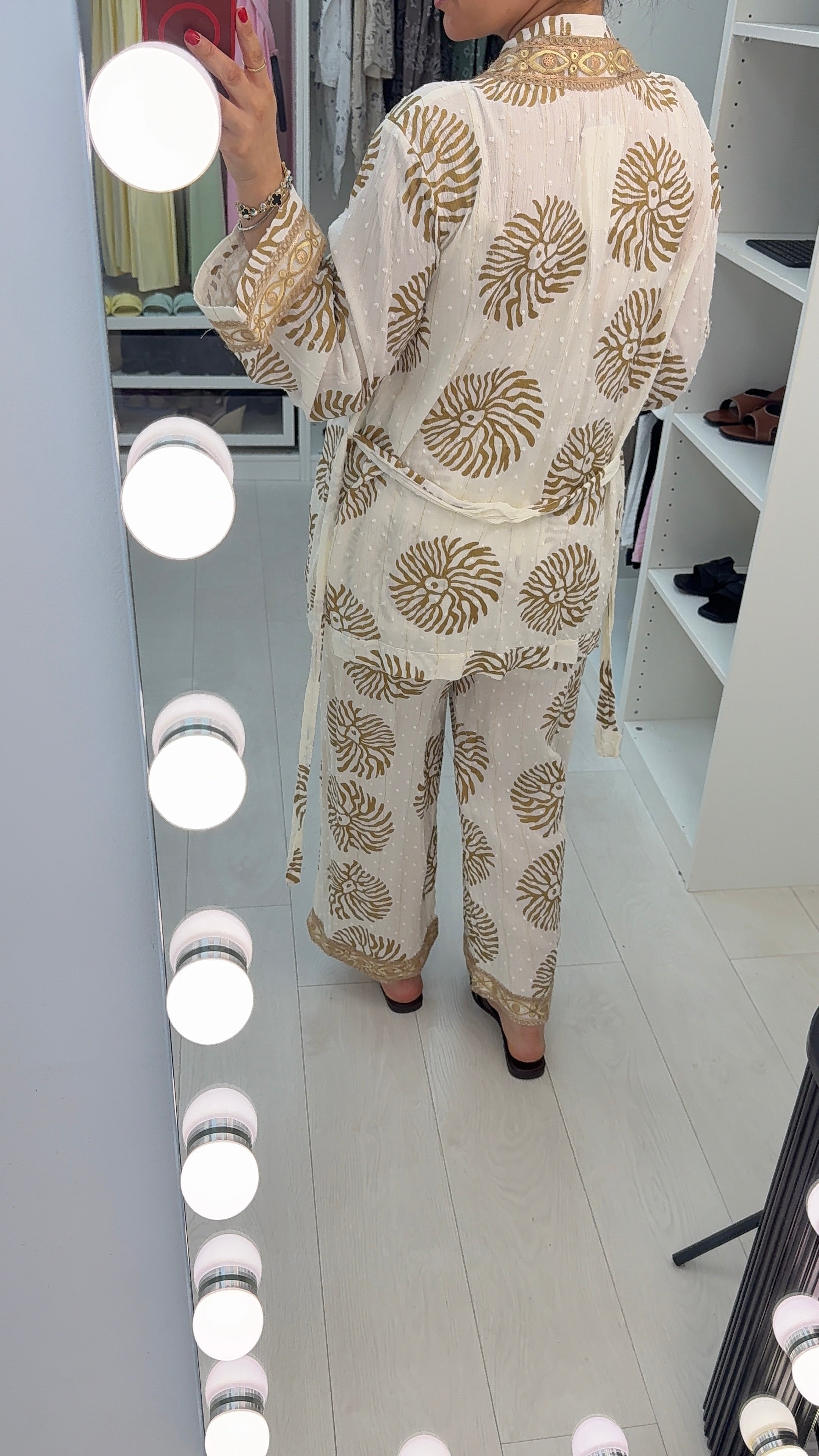 Dove Leaf Print Boho Co-Ord Set