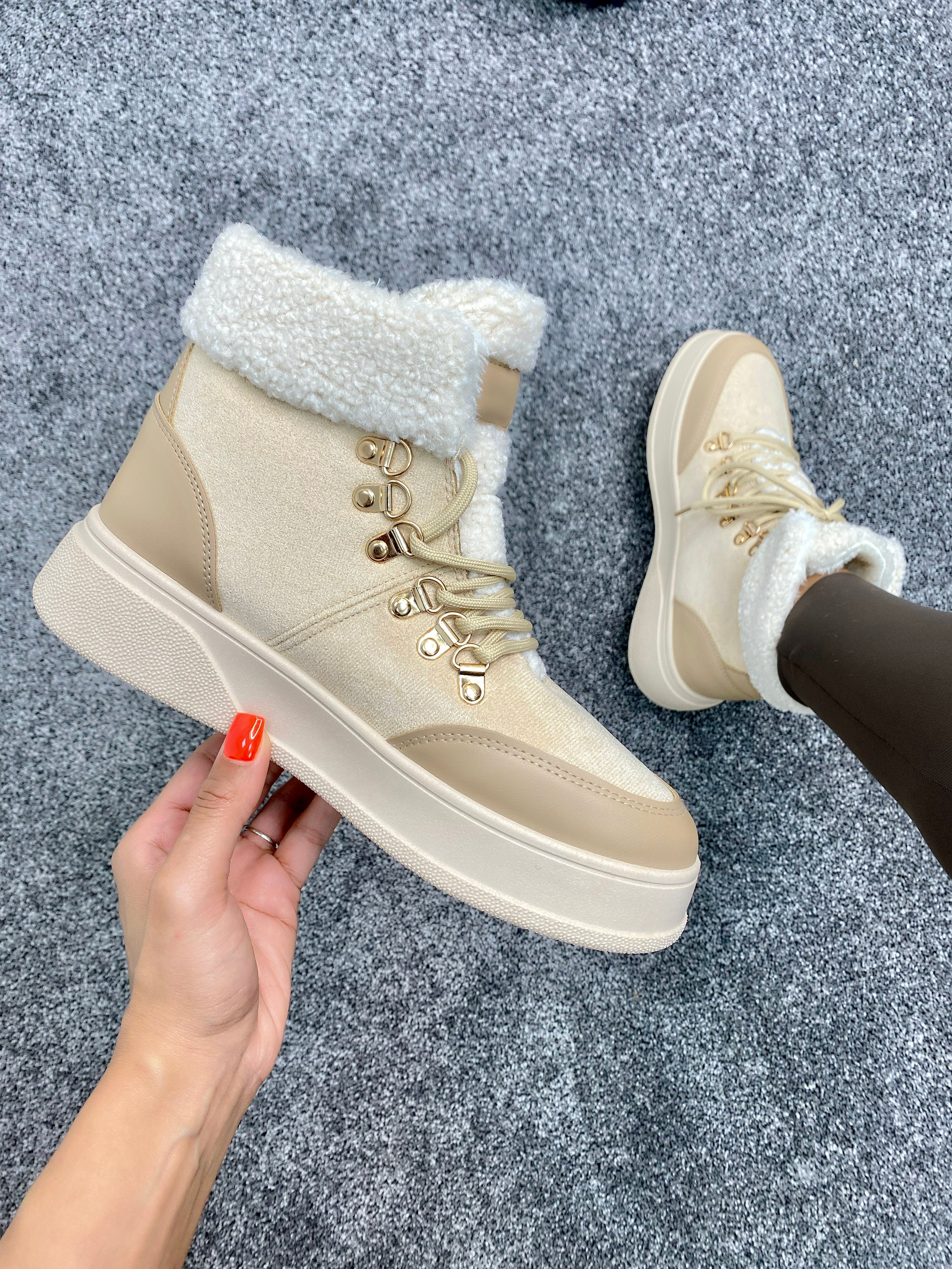 Norisk High Top Lace Up Teddy Trainer