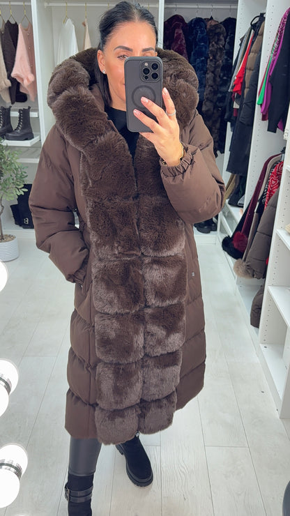 Oakleigh Faux Fur Padded Longline Coat