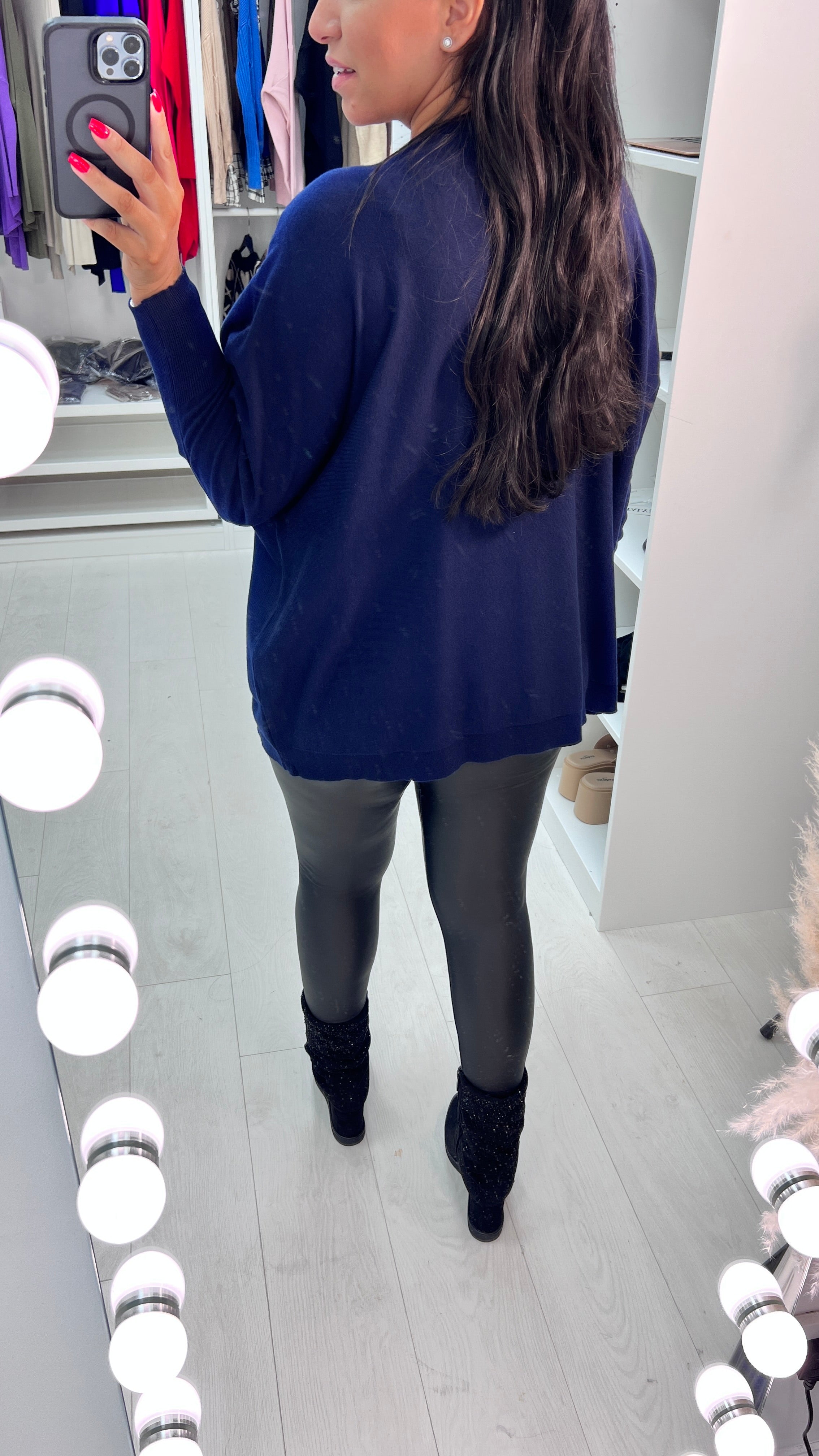 Merosa Fabric Star Diamante Detail Drop Sleeve Knit Top