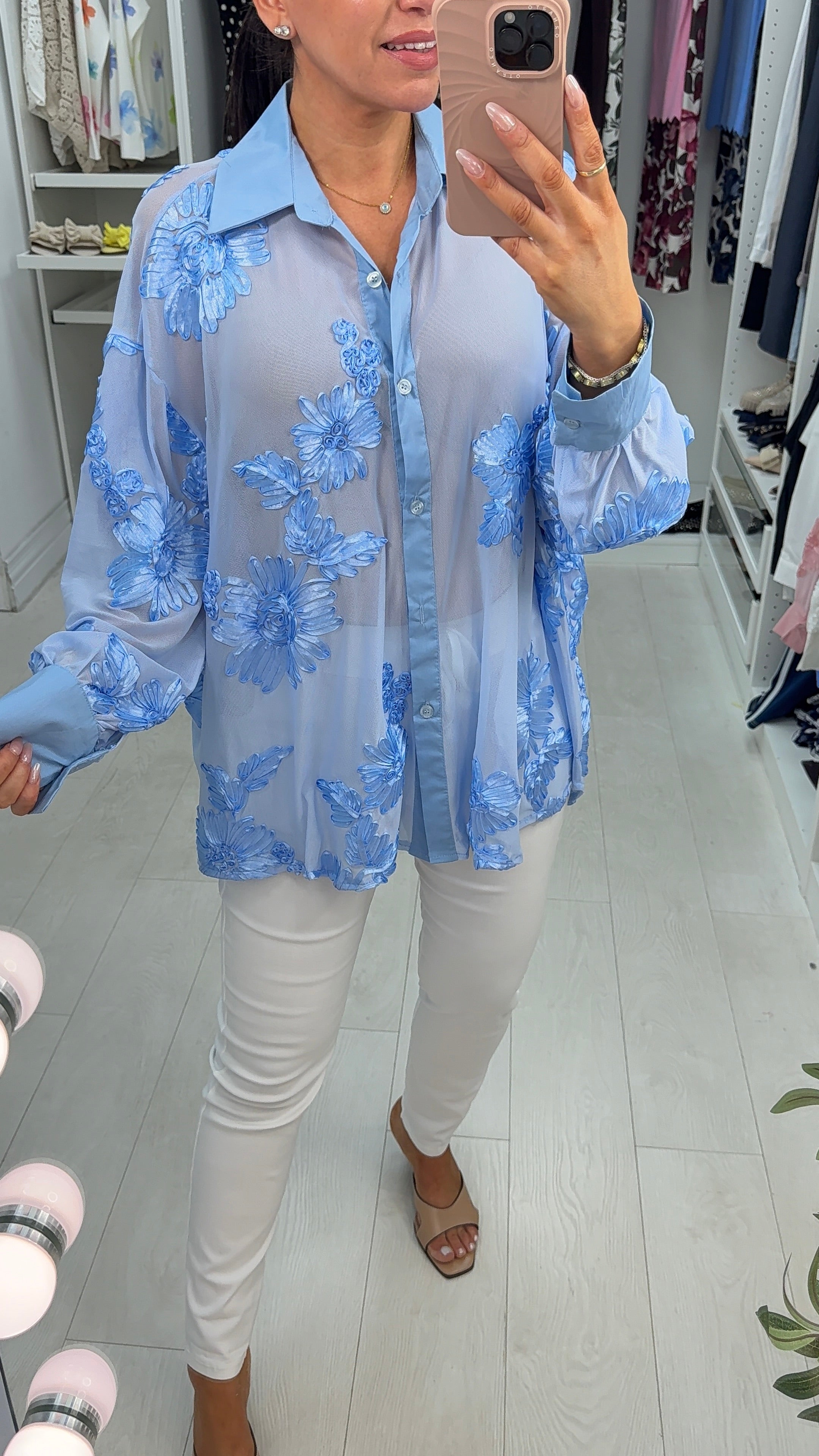Claudia Embroidered Floral Loose Fit Blouse