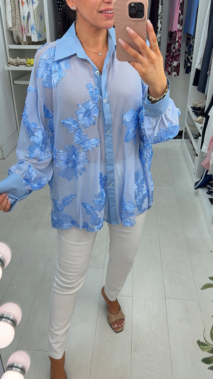Claudia Embroidered Floral Loose Fit Blouse