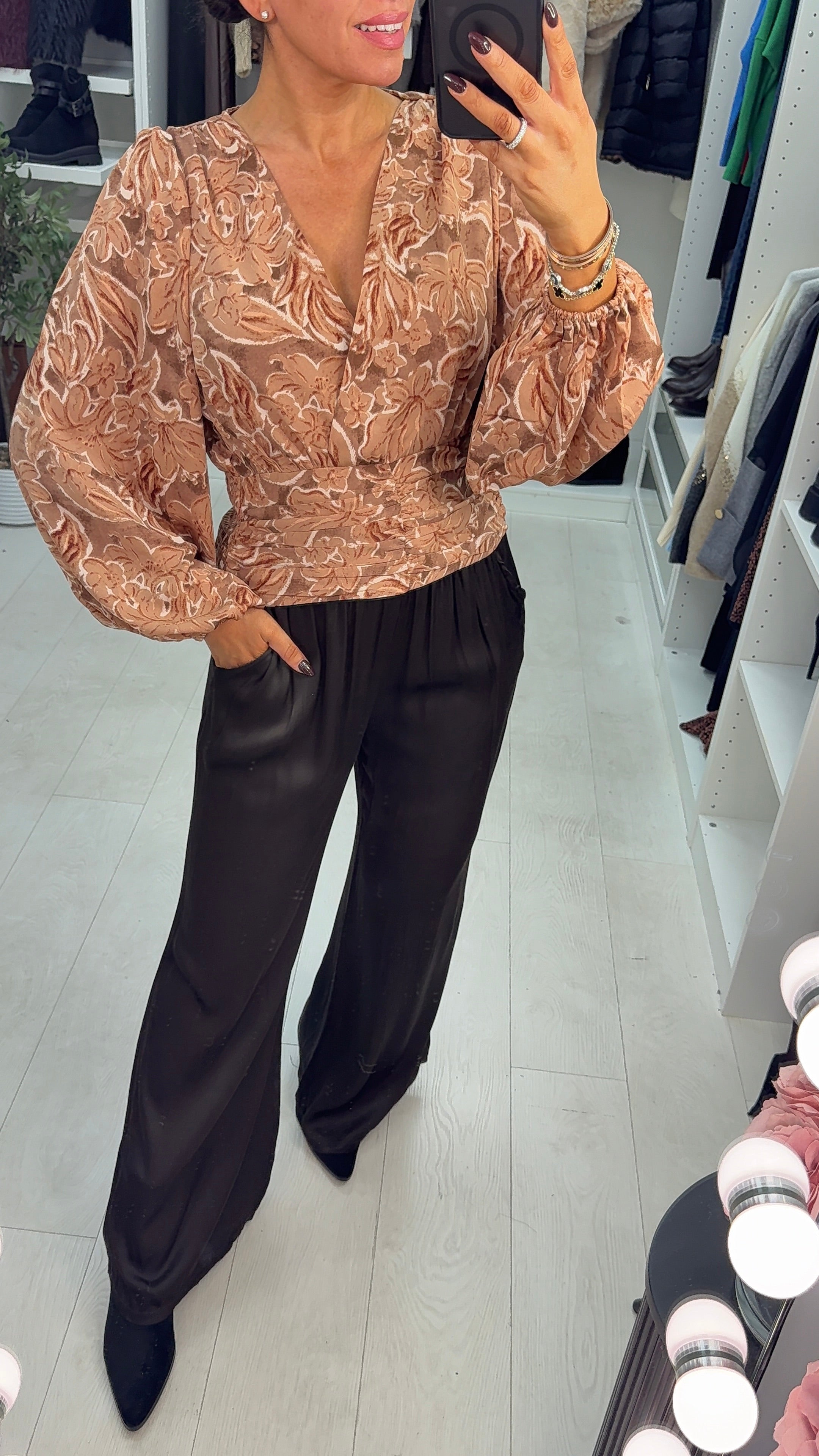 Ginny Floral Print Deep V Neck Top