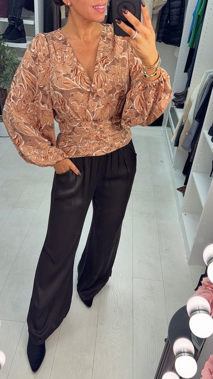 Ginny Floral Print Deep V Neck Top