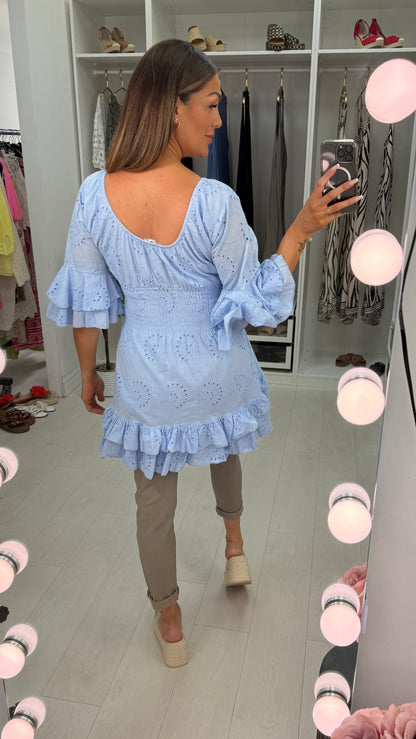 Kamiya Broidery Anglaise Deep V Neck Tunic