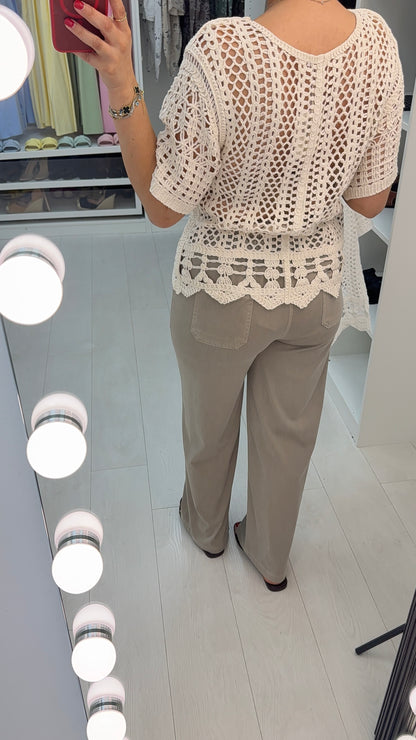Oriana Plain Elasticated Waist Straight Leg Trousers