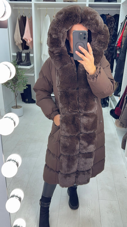Oakleigh Faux Fur Padded Longline Coat