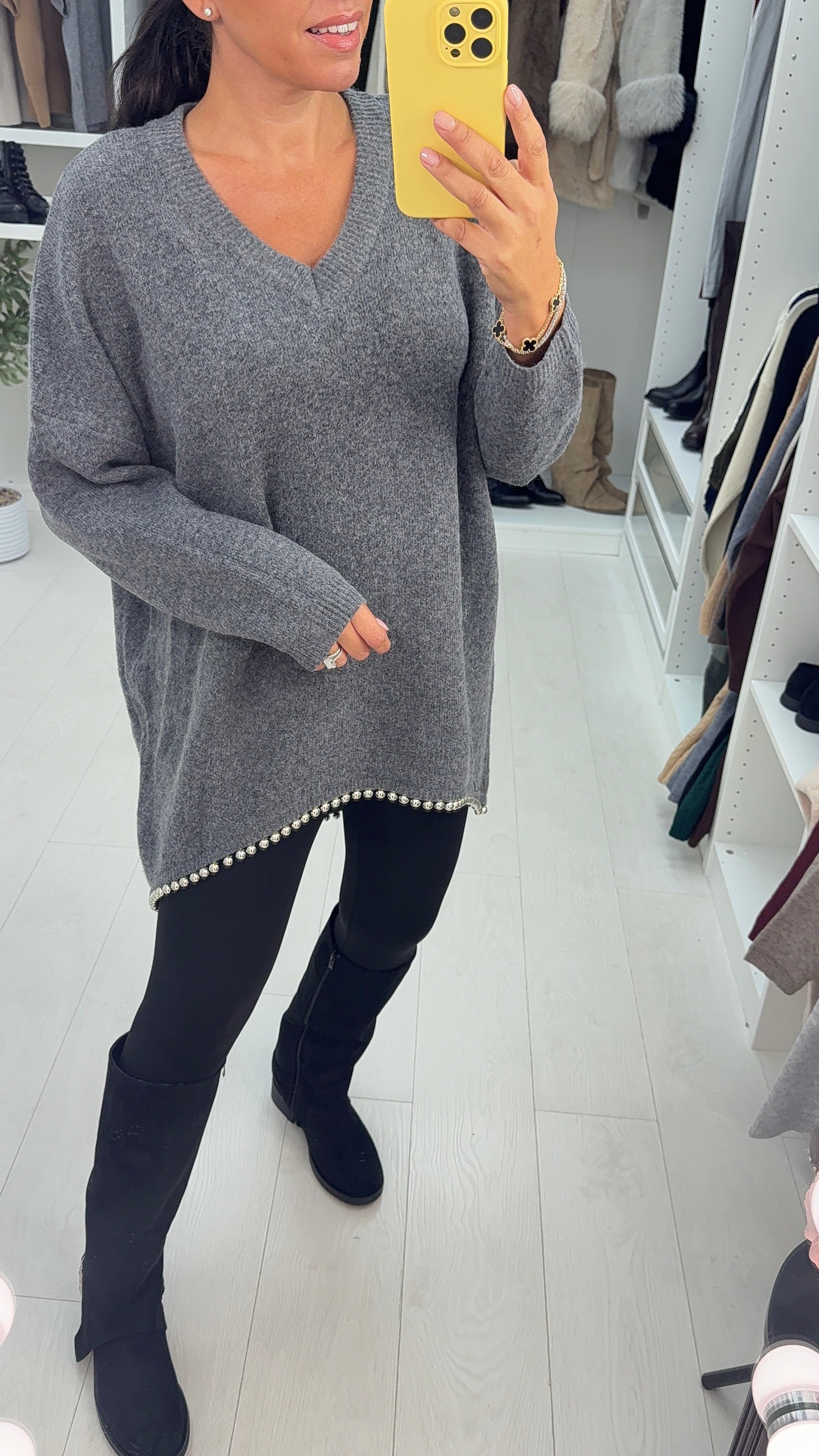 Nixie Plain Hem Detailed Loose Fit Longline Jumper