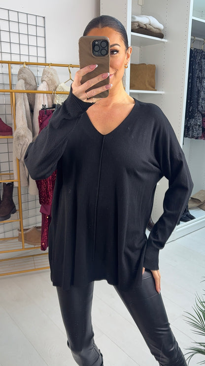 Sude Plain V Neck Jumper