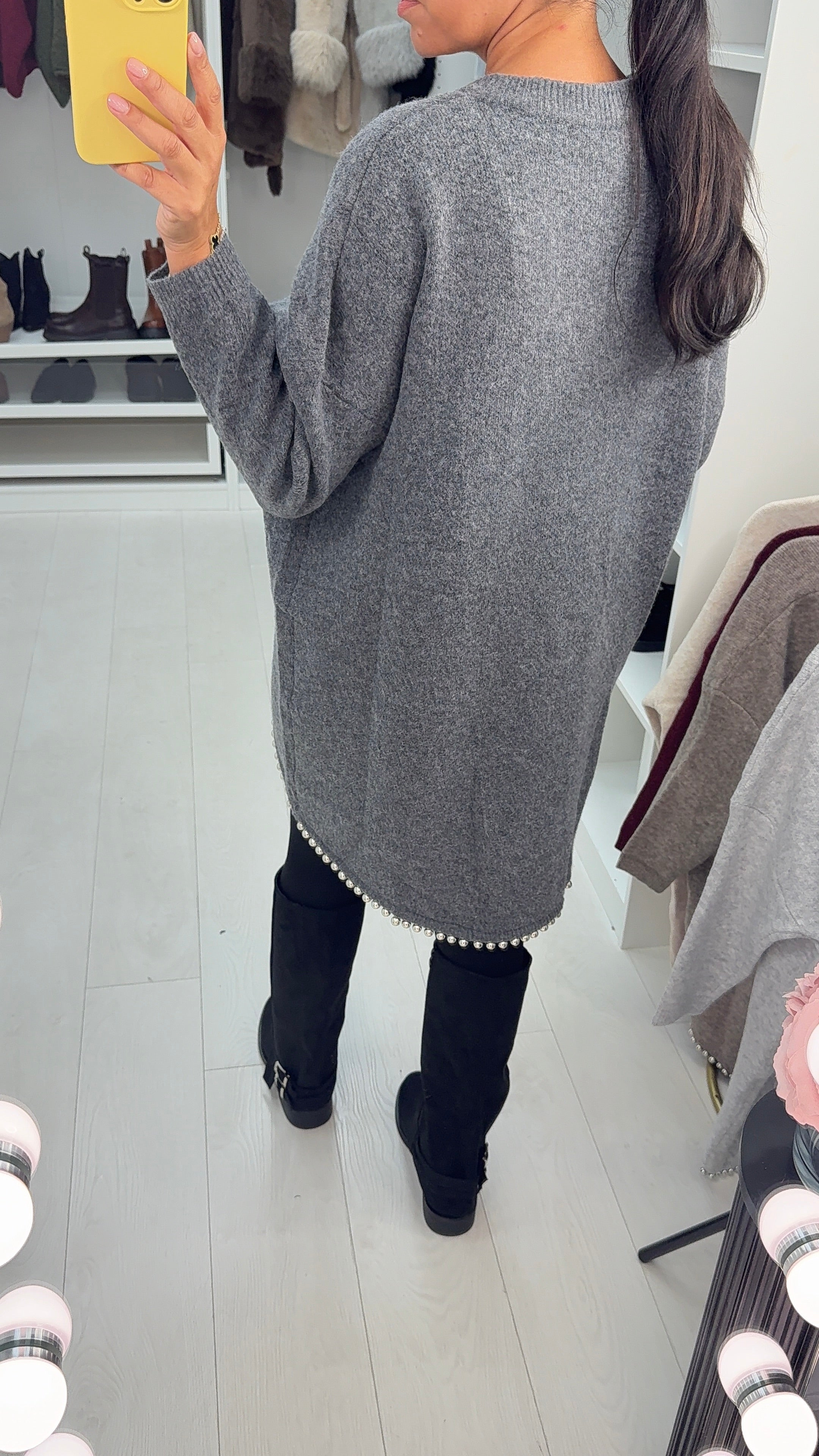 Nixie Plain Hem Detailed Loose Fit Longline Jumper