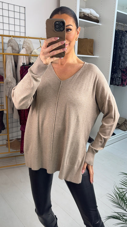 Sude Plain V Neck Jumper