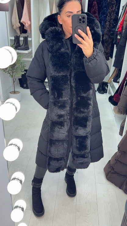 Oakleigh Faux Fur Padded Longline Coat