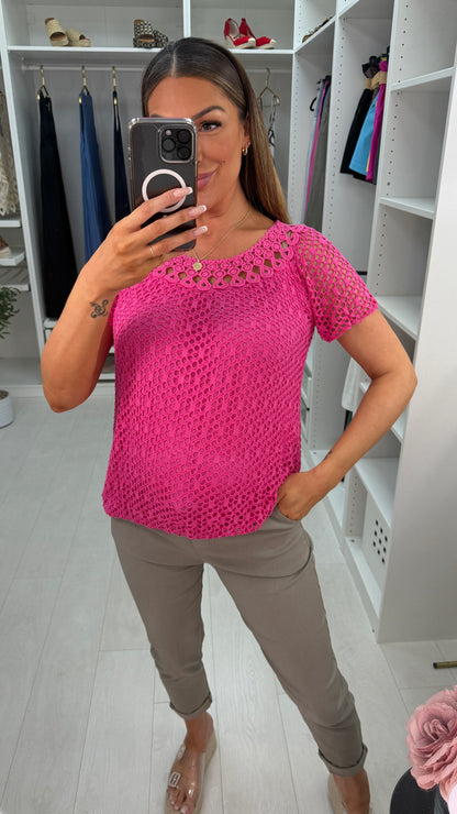 Casandra Crochet Bubble Hem Top