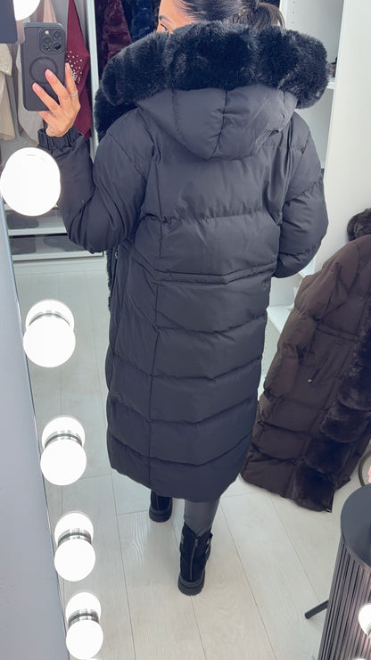 Oakleigh Faux Fur Padded Longline Coat