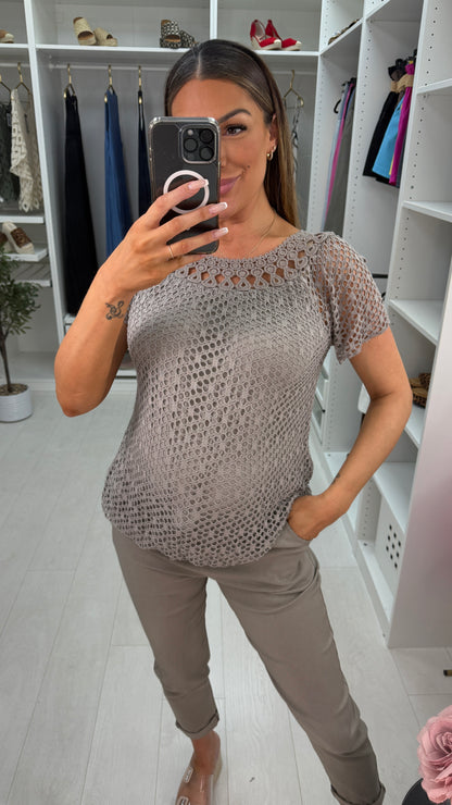 Casandra Crochet Bubble Hem Top