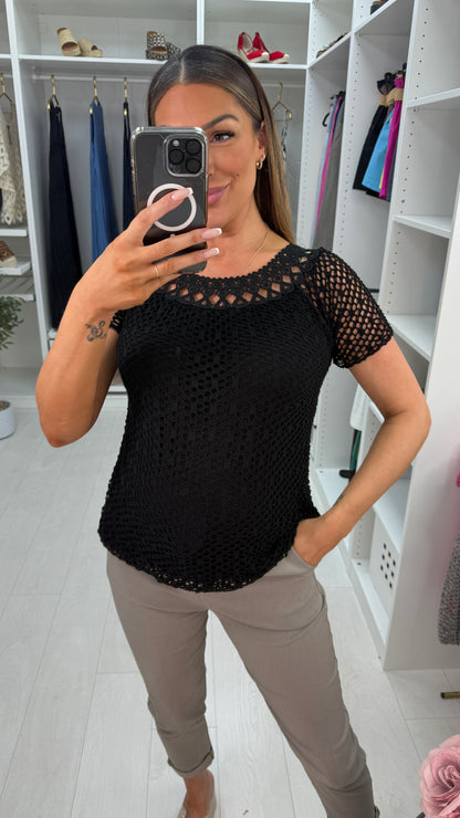 Casandra Crochet Bubble Hem Top