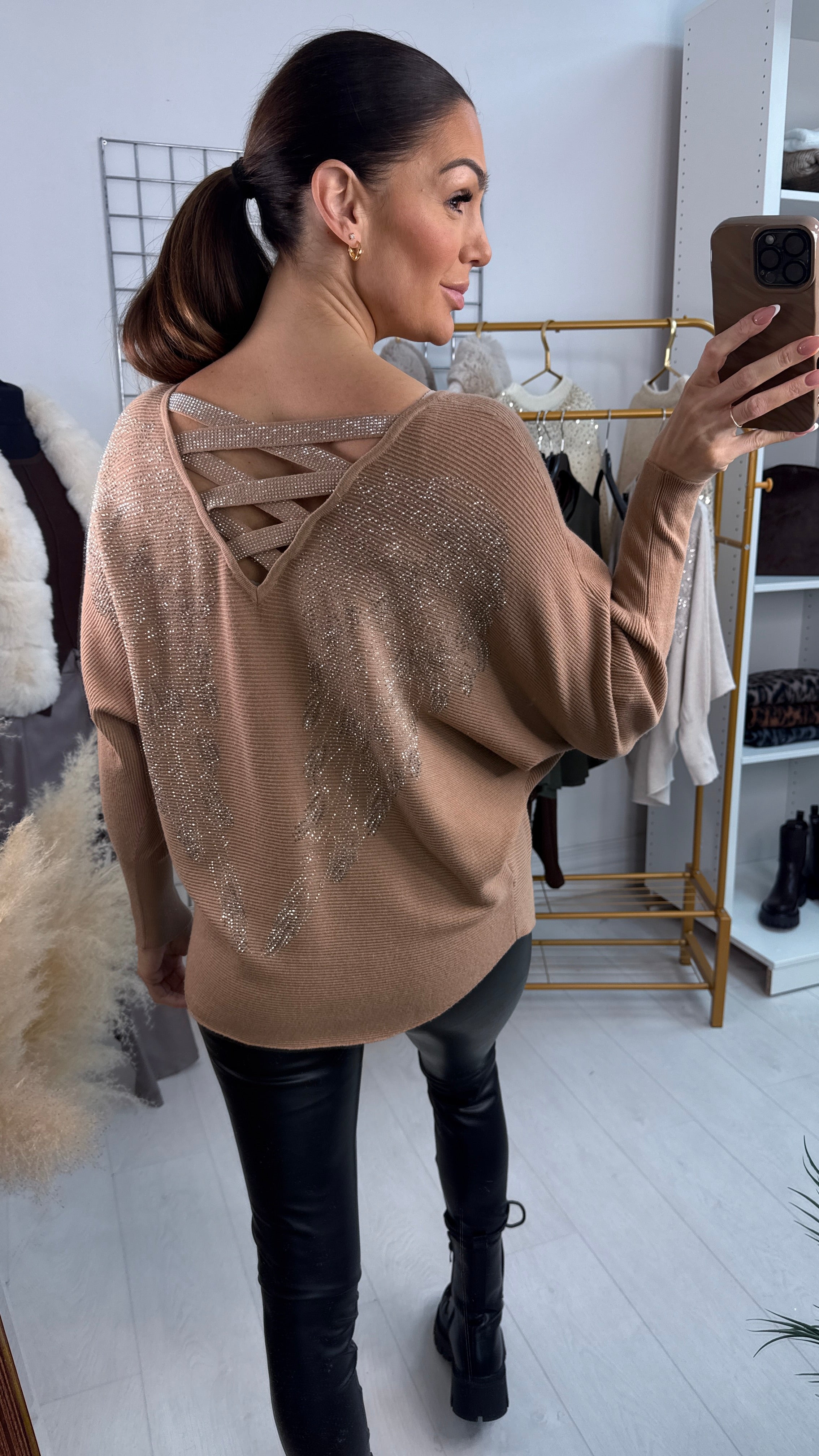 Axel Diamante Angel Wing Cross Back Jumper