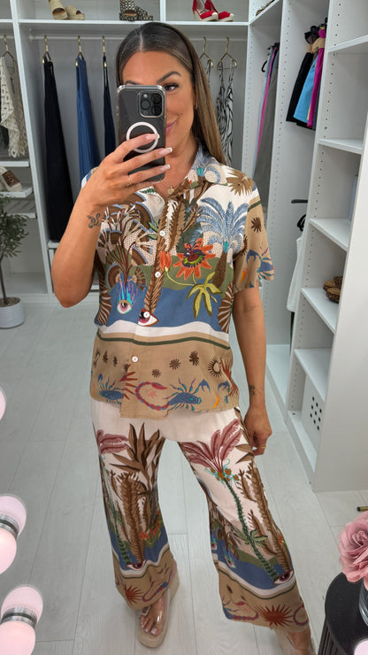 Jazmine Abstract Print Shirt Co-Ord Set