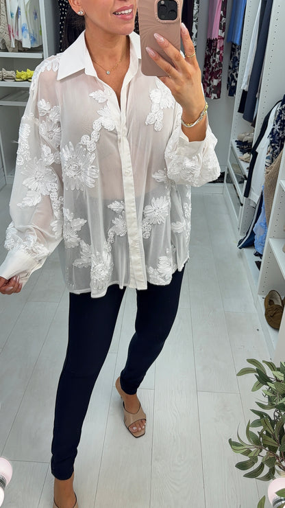 Claudia Embroidered Floral Loose Fit Blouse