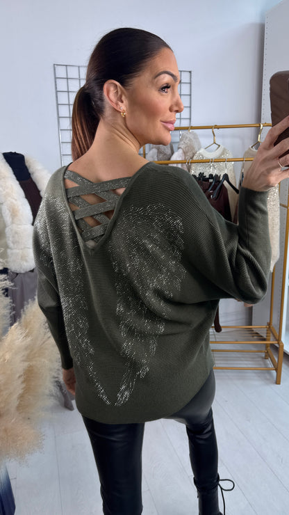 Axel Diamante Angel Wing Cross Back Jumper