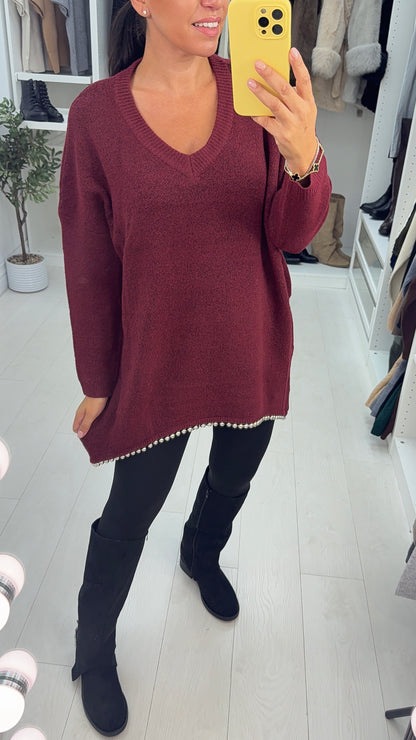 Nixie Plain Hem Detailed Loose Fit Longline Jumper