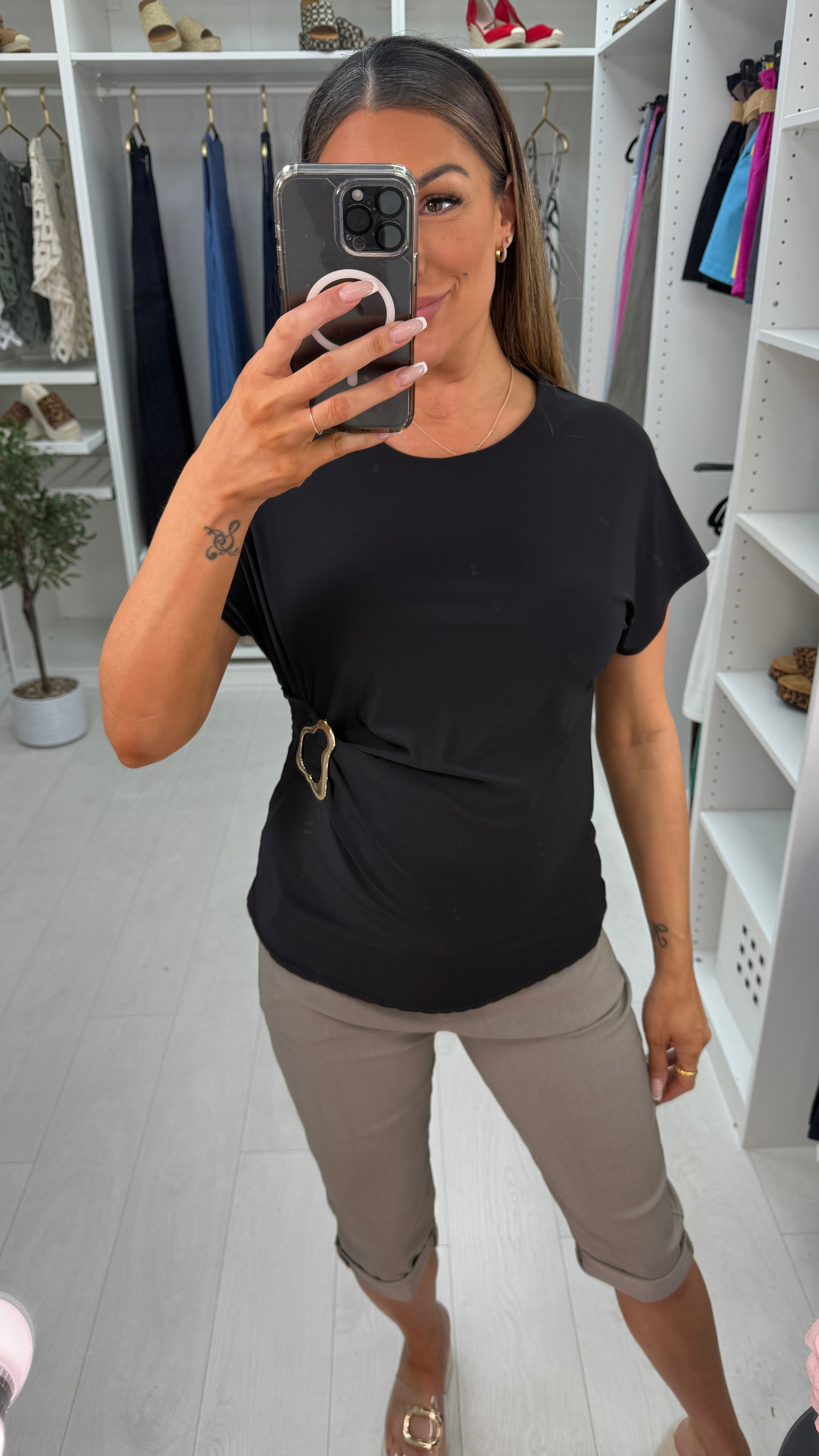 Nadia Plain Buckle Detail Magic Top