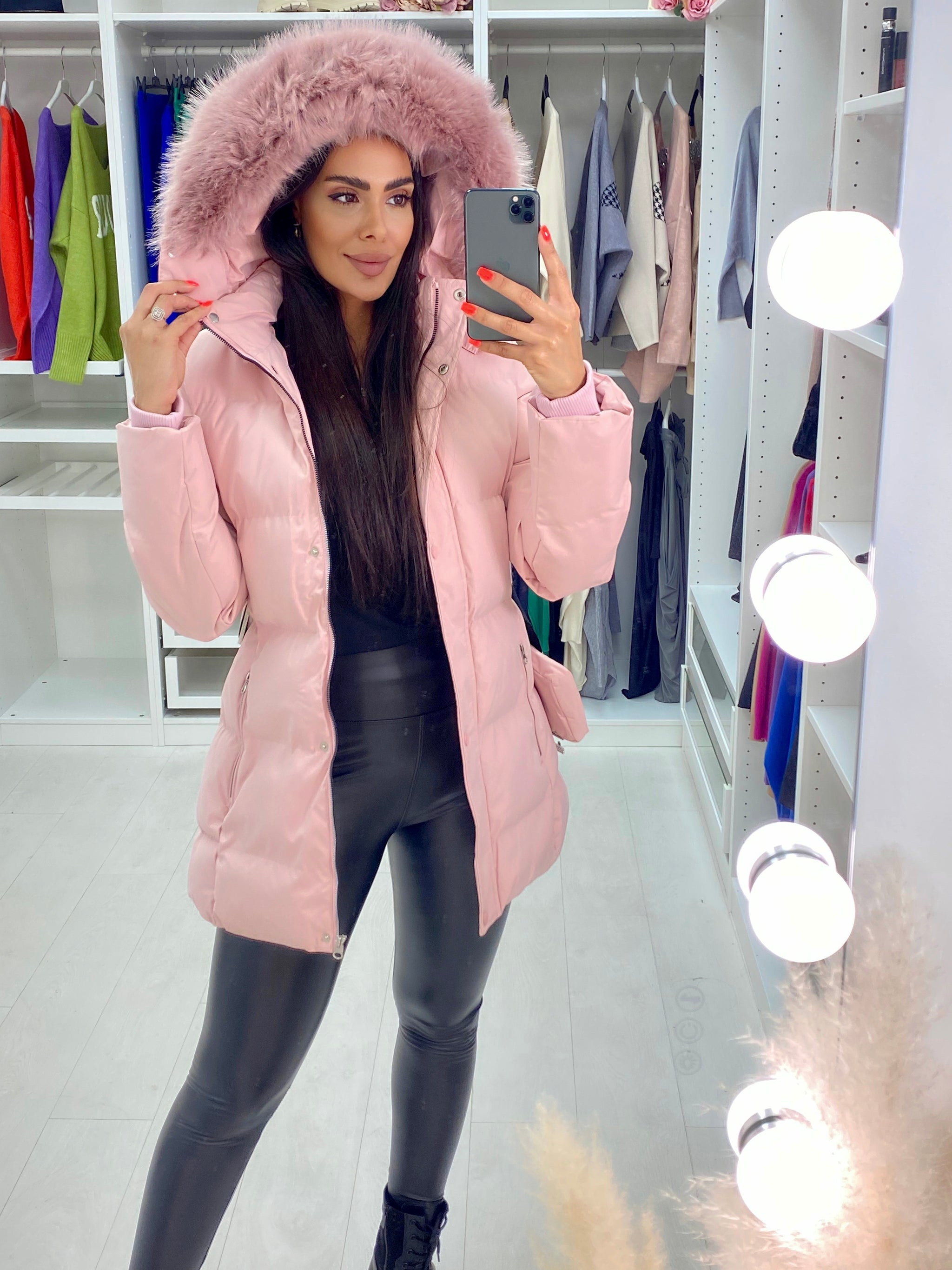 Pink hooded jacket on sale