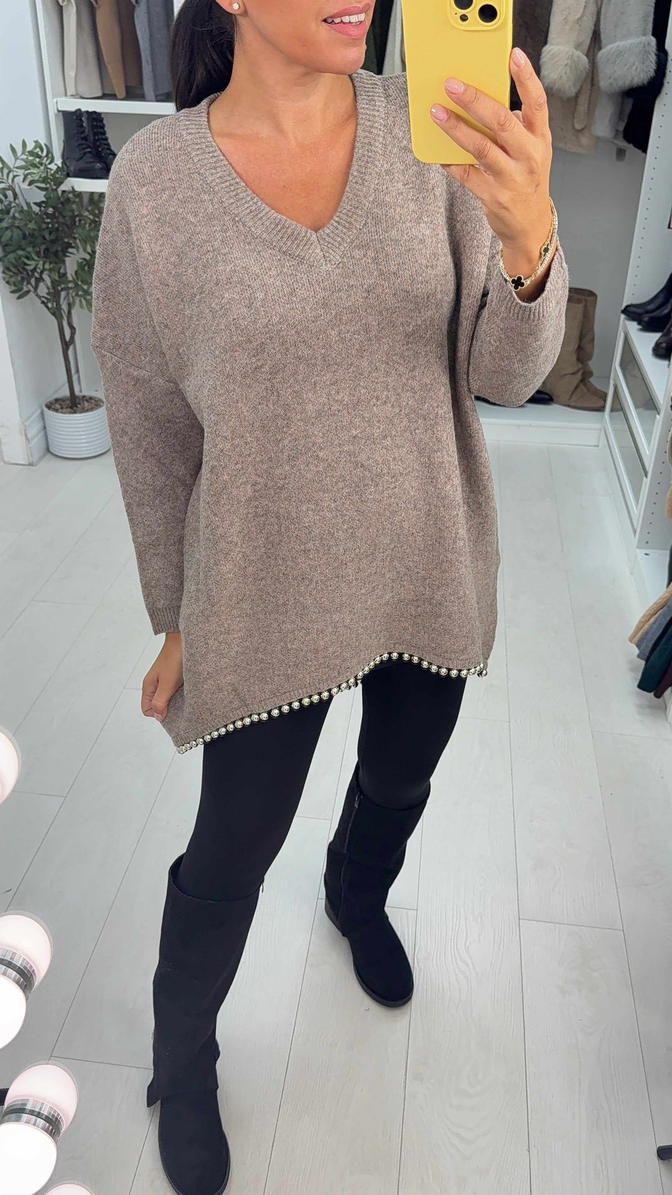 Nixie Plain Hem Detailed Loose Fit Longline Jumper