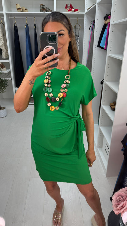 Karen Tie Side Plain Necklace Dress