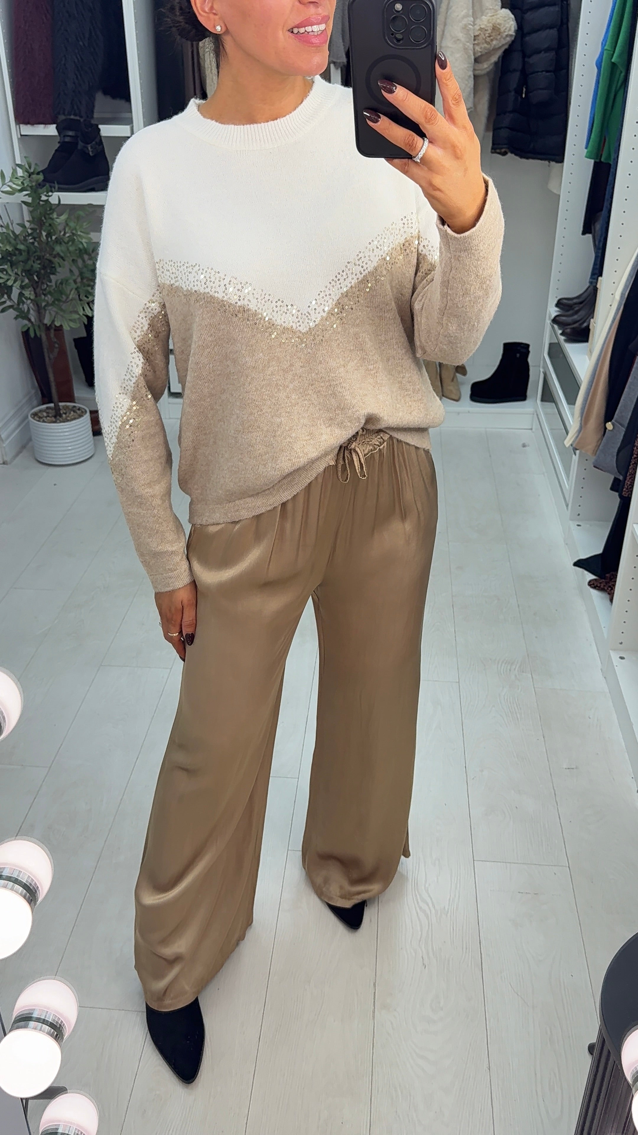 Delia Super Soft Embellished Colour Block Jumper